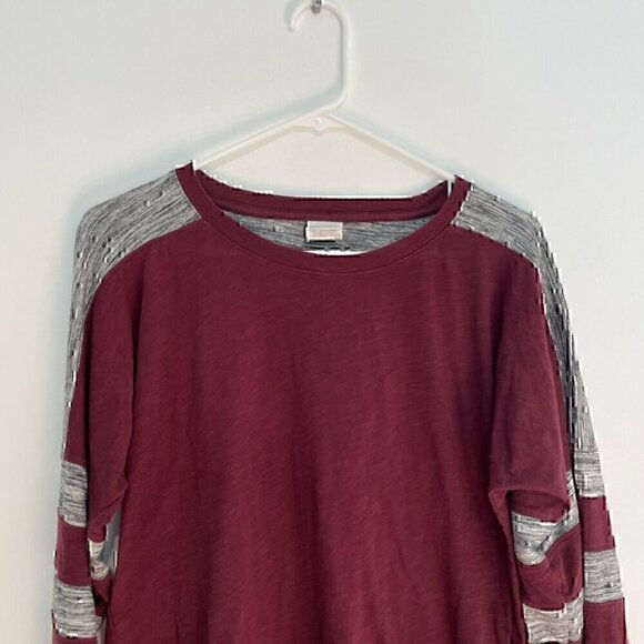 PINK VS VICTORIA'S SECRET Burgundy Maroon Gray Colorblock Varsity Long Sleeve XS - Picture 2 of 12
